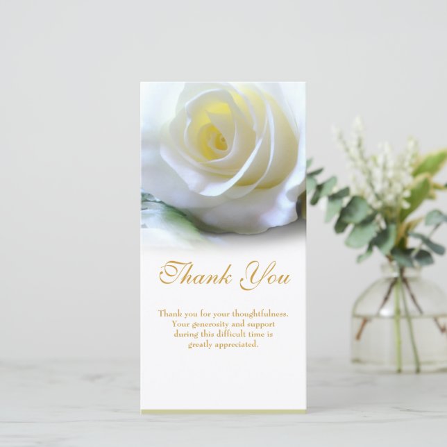 Sympathy Funeral Thank You Floral White Rose  Card (Standing Front)