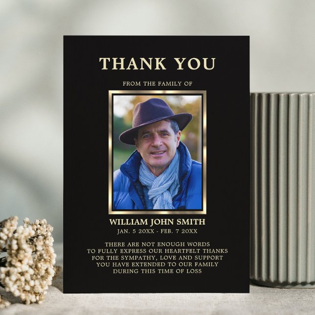 Sympathy Funeral THANK YOU Photo Black Note (Creator Uploaded)
