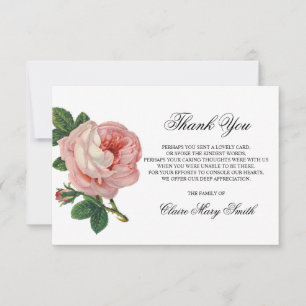 Sympathy Funeral THANK YOU Vintage Rose Floral Card