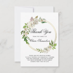 Sympathy Funeral THANK YOU Watercolor Floral Card