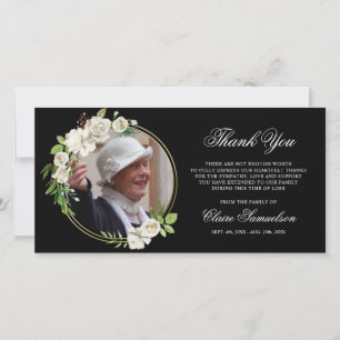 Sympathy Funeral THANK YOU Watercolor Floral PHOTO Card