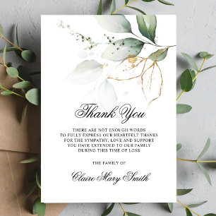 Sympathy Funeral THANK YOU Watercolor Greenery
