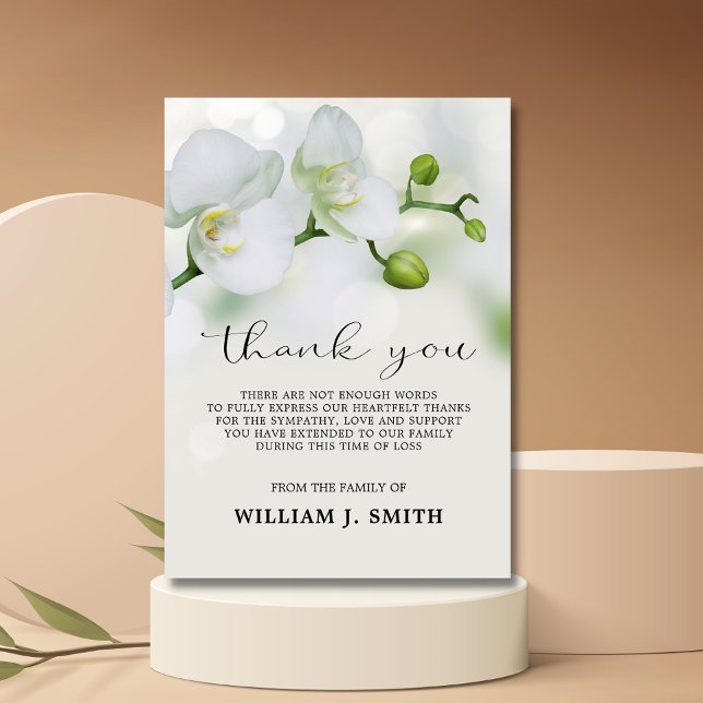 Sympathy Funeral White Orchids THANK YOU | PHOTO Card (Creator Uploaded)