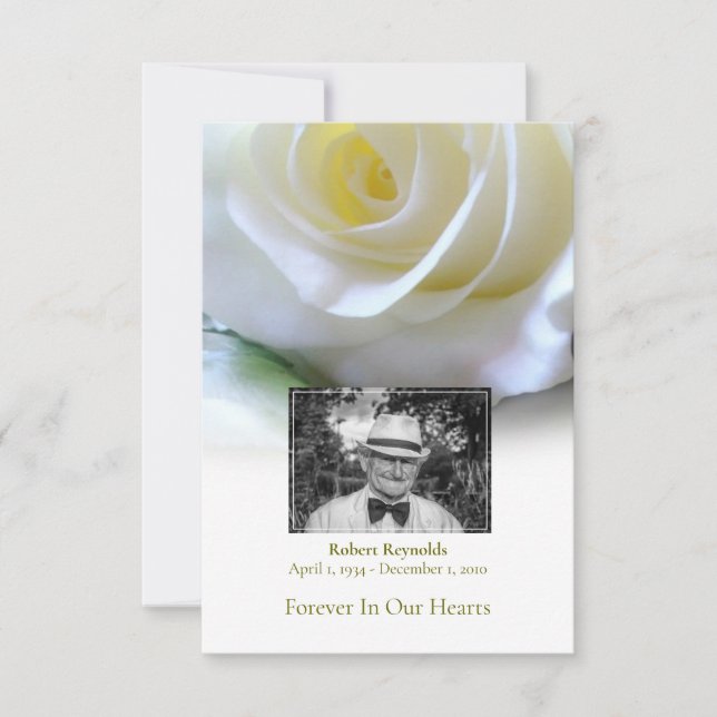 Sympathy Funeral White Rose Photo Thank You (Front)