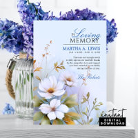 Sympathy Funeral White Wildflowers Blue Thank You