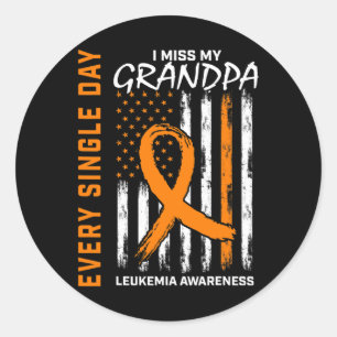 Sympathy Gifts For Loss of Grandpa Leukaemia Aware Classic Round Sticker