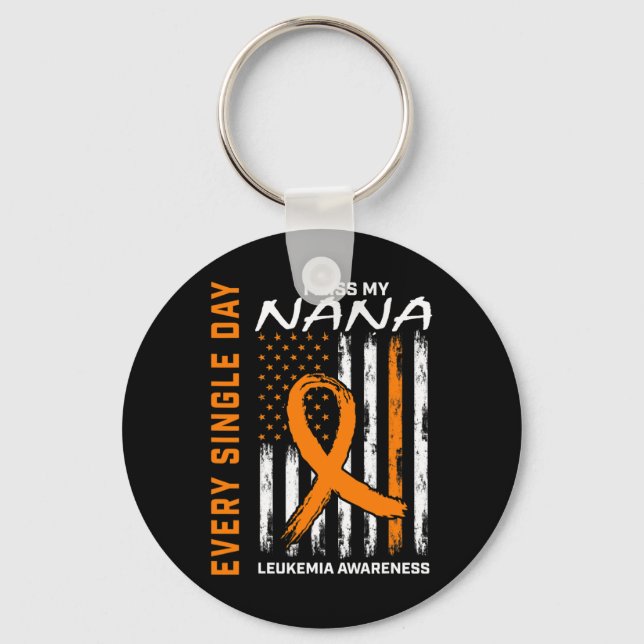Sympathy Gifts Loss of Nana Orange Leukaemia Aware Key Ring (Front)