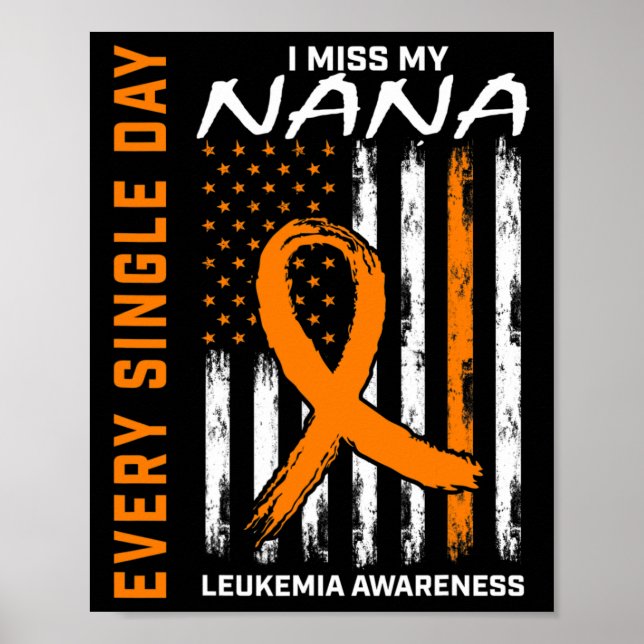 Sympathy Gifts Loss of Nana Orange Leukaemia Aware Poster (Front)