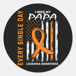 Sympathy Gifts Loss Of Papa Orange Leukaemia Aware Classic Round Sticker