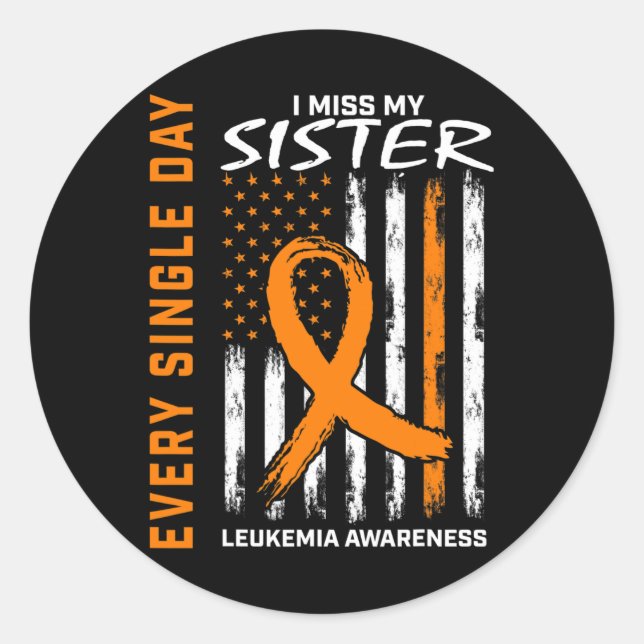 Sympathy Gifts Loss of Sister Orange Leukaemia Awa Classic Round Sticker (Front)