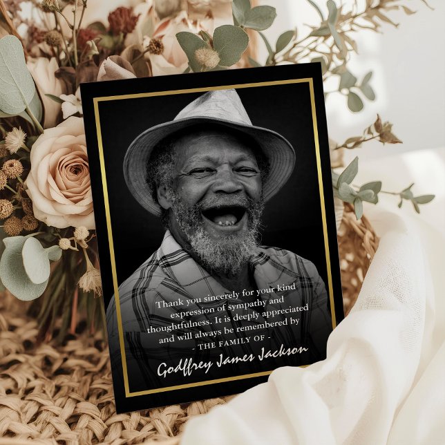 Sympathy Gold Frame Photo Thank You Card (Creator Uploaded)
