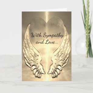 Sympathy Gold Heart and Angel Wings Card