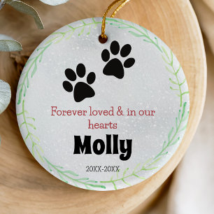 Sympathy Green Botanical Pet Memorial Paws Ceramic Tree Decoration