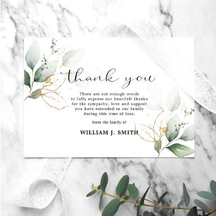 Sympathy Greenery Gold Leaves THANK YOU PHOTO