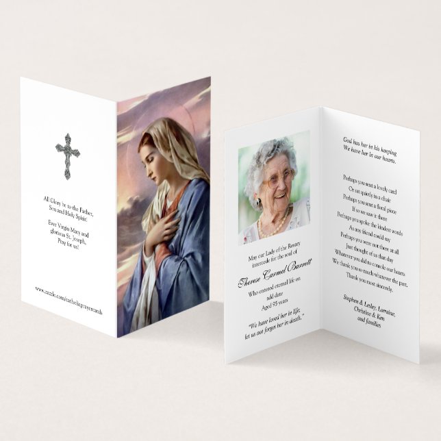 Sympathy Holy Cards Mary | Holy Mother (Inside and Outside)