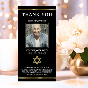 Sympathy Jewish Star of David THANK YOU PHOTO