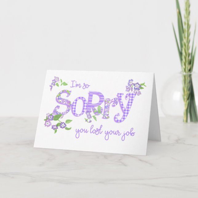 Sympathy Job Loss Phlox Flowers and Word Art Card (Front)