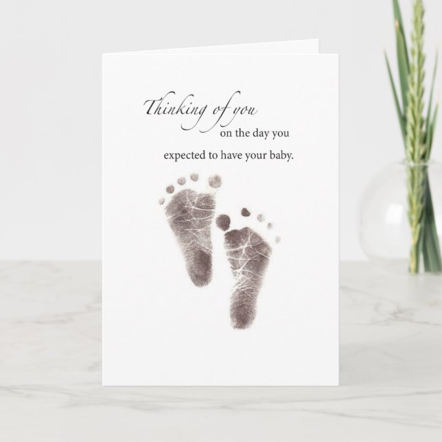 Sympathy Loss of Baby Footprints Black and White Card (Front)