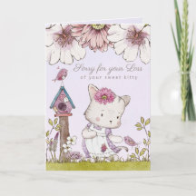 Sympathy Loss of Cat Watercolor Illustration Card