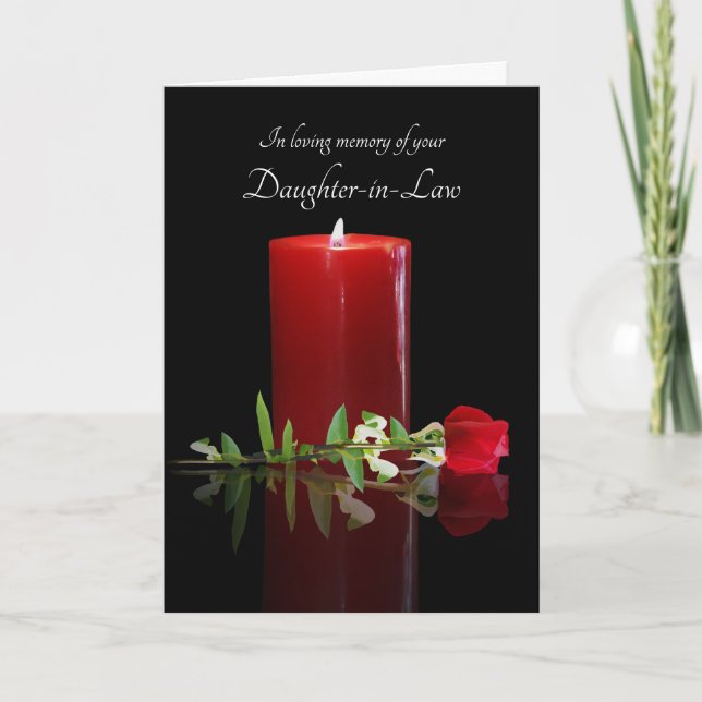 Sympathy Loss of Daughter in Law Candle and Rose Card (Front)