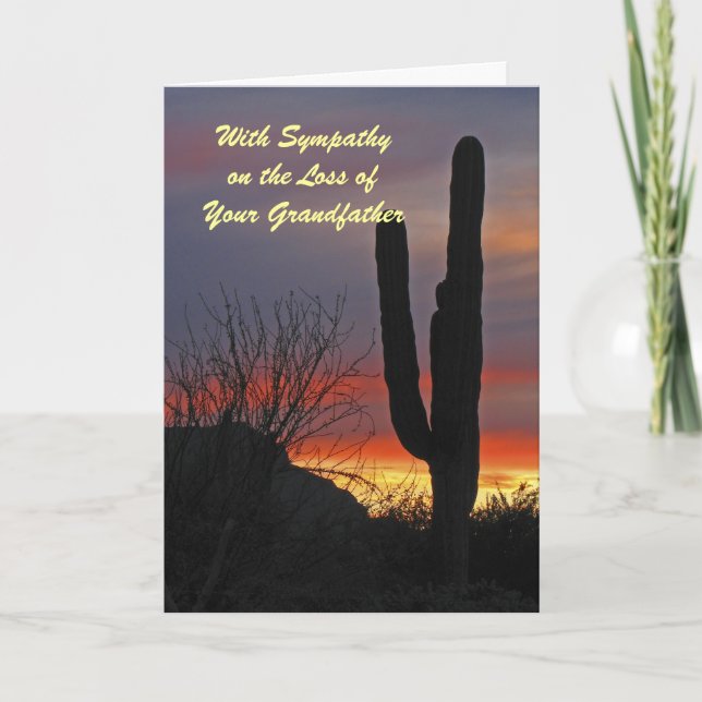 Sympathy Loss of Grandfather Cactus Sunset Card (Front)