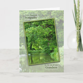 Sympathy loss of grandson tranquil river scene card
