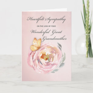 Sympathy Loss of Great Grandmother Butterfly Rose Card