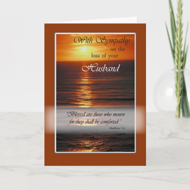 Sympathy Loss of Husband, Sunset Over Ocean Card (Front)