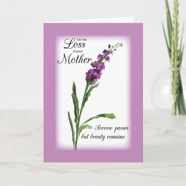 Sympathy Loss of Mother Purple, Religious Card (Front)