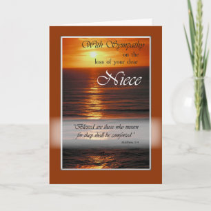Sympathy Loss of Niece, Sunset Over Ocean Card