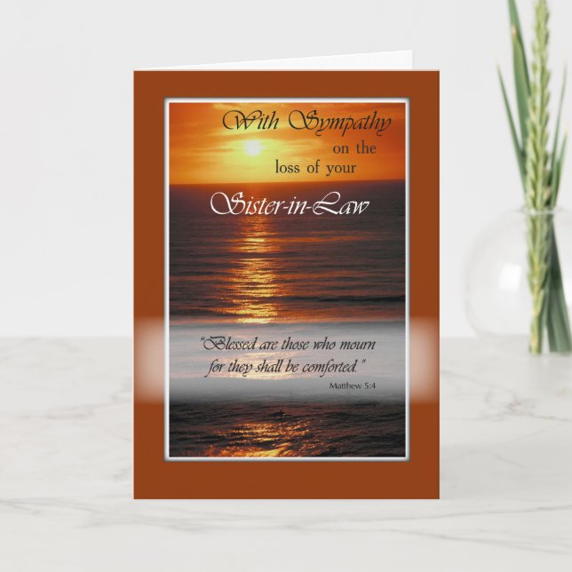 Sympathy Loss of Sister-in-Law, Sunset Over Ocean Card (Front)