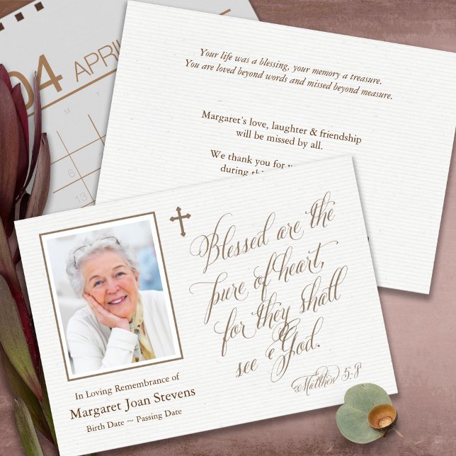Sympathy Loss Photo Cross Funeral Thank You Cards (funeral thank you cards, bereavement, elegant, simple, celebration of life, sympathy card)