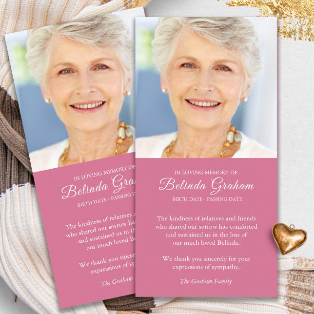 Sympathy Loss Photo Rose Funeral Thank You Cards (funeral thank you cards, bereavement, elegant, simple, celebration of life, sympathy card)