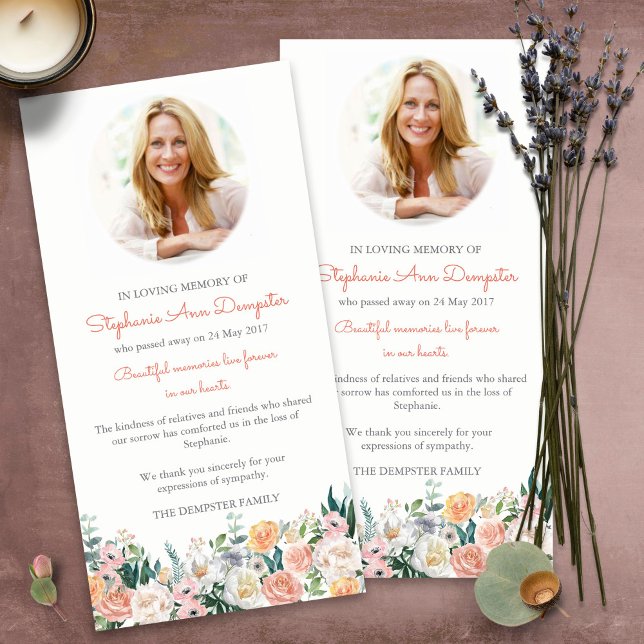 Sympathy Loss Roses Funeral Thank You Cards (funeral thank you cards, bereavement, elegant, simple, celebration of life, sympathy card)