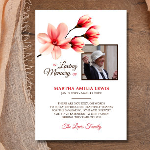 Sympathy Loving Memory Floral THANK YOU   PHOTO Card