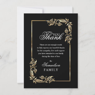 Sympathy Memorial Black Gold PHOTO Thank You Card