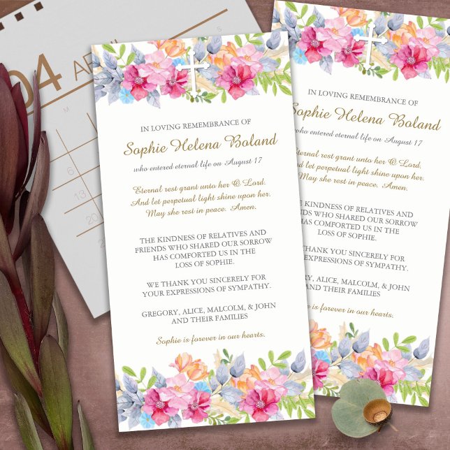 Sympathy Memorial Cross Funeral Thank You Cards (funeral thank you cards, bereavement, elegant, simple, celebration of life, sympathy card)