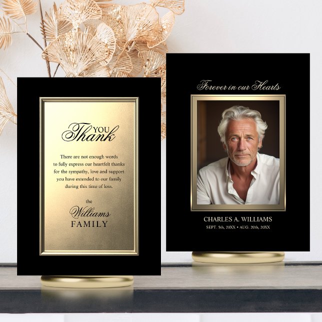 Sympathy Memorial Elegant Gold PHOTO Thank You Card (Sympathy Memorial Elegant Gold PHOTO Thank You Card)