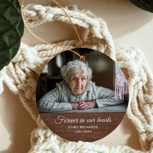 Sympathy Memorial In Loving Memory   Two Photo Ceramic Tree Decoration