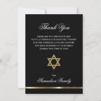 Sympathy Memorial Jewish Star Gold PHOTO Thank You