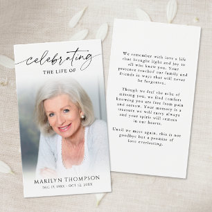 Sympathy Memorial Photo Elegant Prayer Card