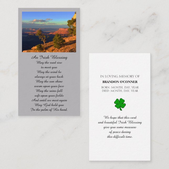 Sympathy Memorial Photo Prayer Card (Front/Back)