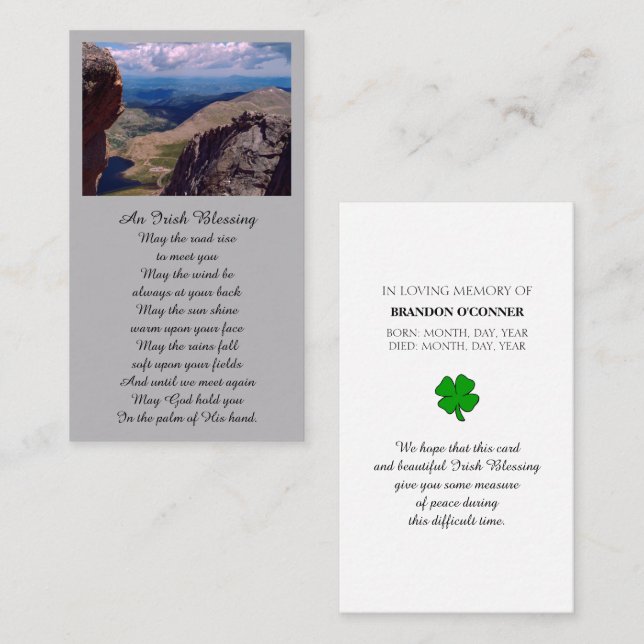 Sympathy Memorial Photo Prayer Card (Front/Back)