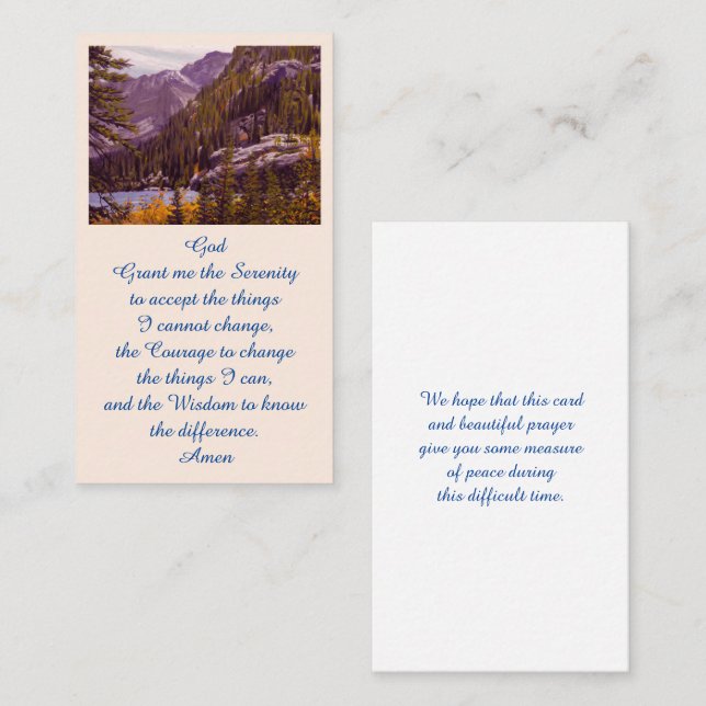 Sympathy Memorial Picture Remembrance Card (Front/Back)