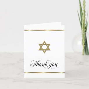 Sympathy Memorial Religious Jewish White Gold Thank You Card