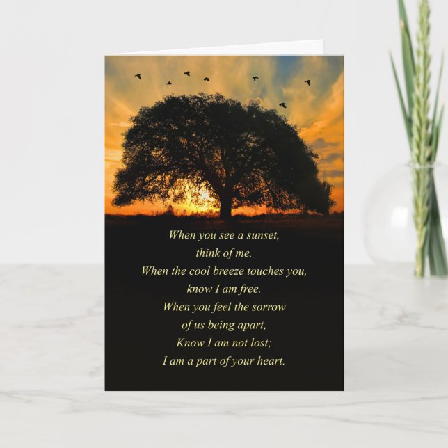 Sympathy Memorial Spiritual Poem with Oak Tree Card (Front)
