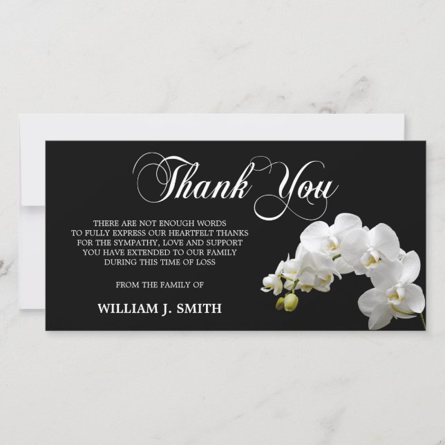 Sympathy Memorial THANK YOU White Orchids | PHOTO Card (Front)