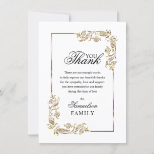 Sympathy Memorial White Gold PHOTO Thank You Card