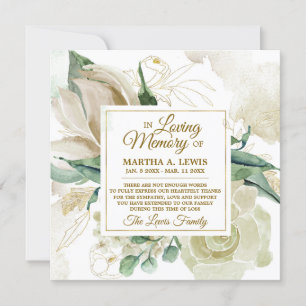 Sympathy Memory Creme Floral THANK YOU Card