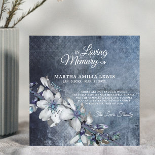 Sympathy Memory Flower Blue Floral THANK YOU Card